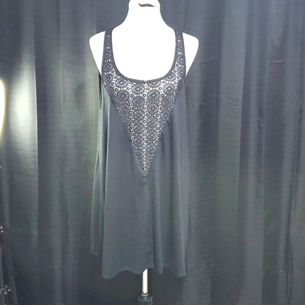Black lace front swim cover/dress
